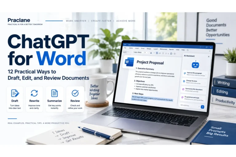 ChatGPT for Word guide with document drafting, rewriting, summarizing, and review workflows
