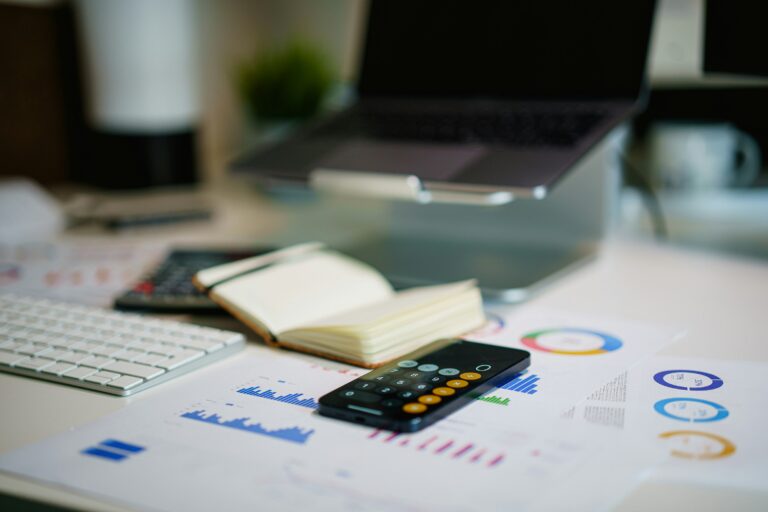 Monthly budget planning with financial reports, calculations, and expense review